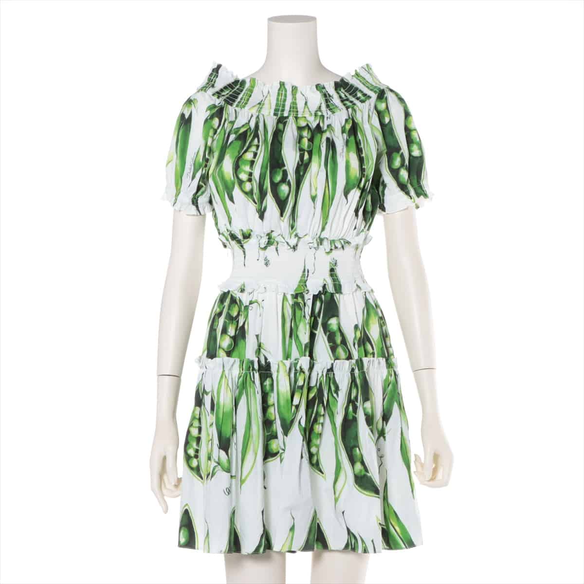 Dolce & Gabbana Cotton Dress 38 Ladies' White x green