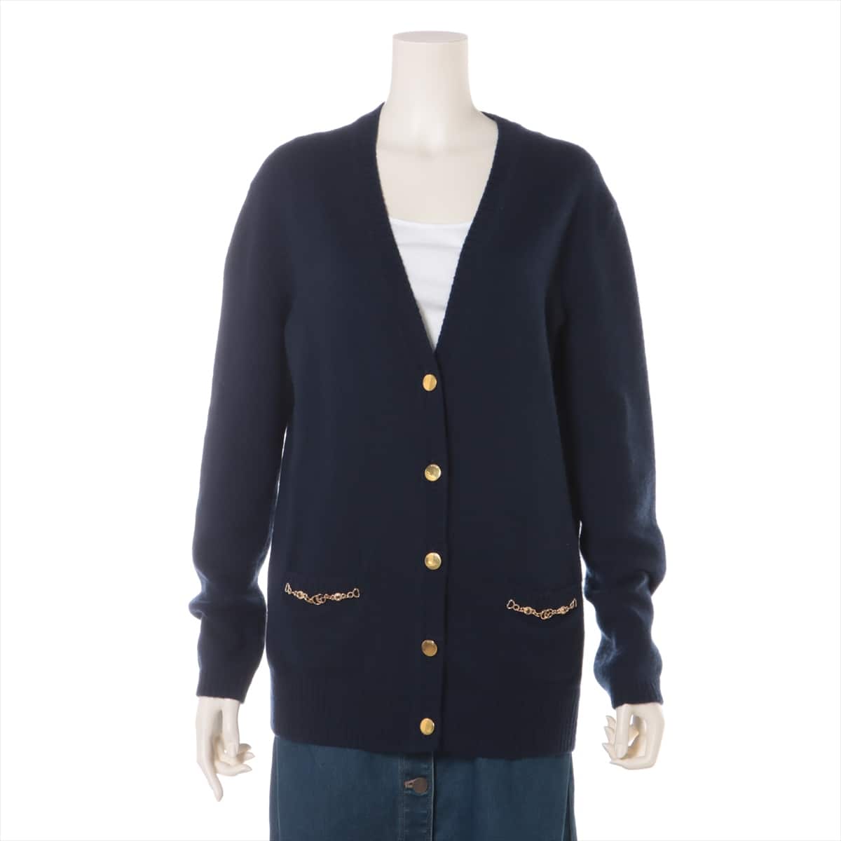 Gucci 21AW Cashmere Cardigan S Ladies' Navy blue  662187