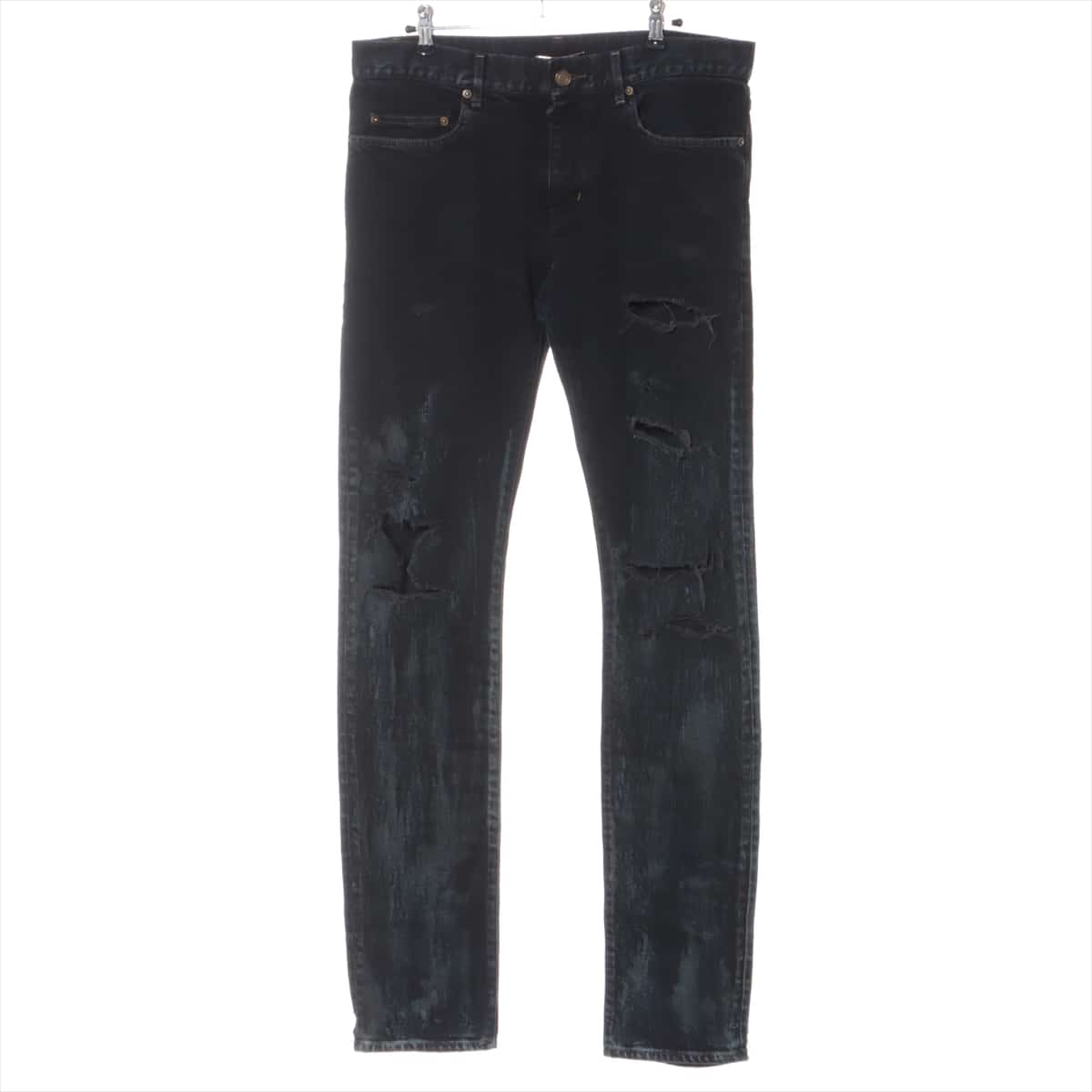 Saint Laurent Paris 14AW Cotton & Polyurethane Denim pants 32 Men's Black  357814 Destroy processing