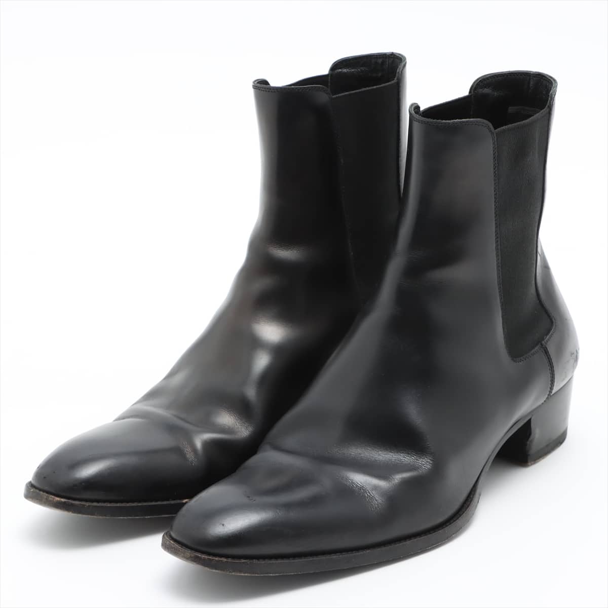 Saint Laurent Paris Leather Side Gore Boots 43 1/2 Men's Black 443213