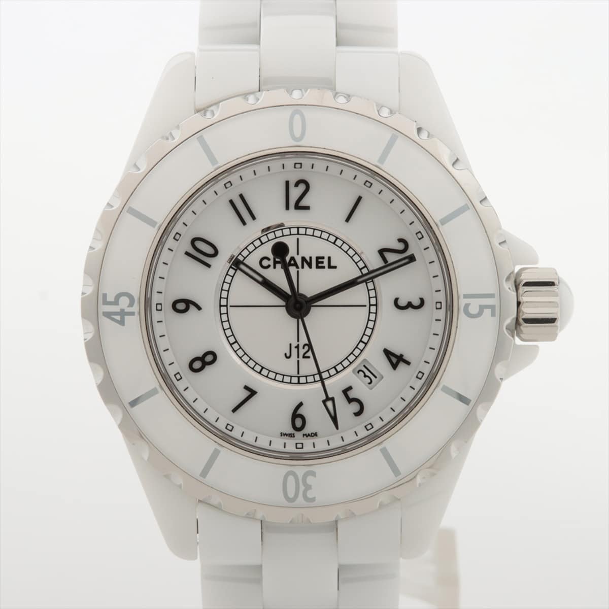 Chanel J12 H0968 CE QZ White-Face Extra Link 2