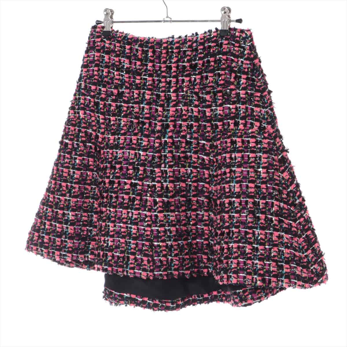 Chanel Coco Button P47 Tweed Skirt 38 Ladies' Black x pink