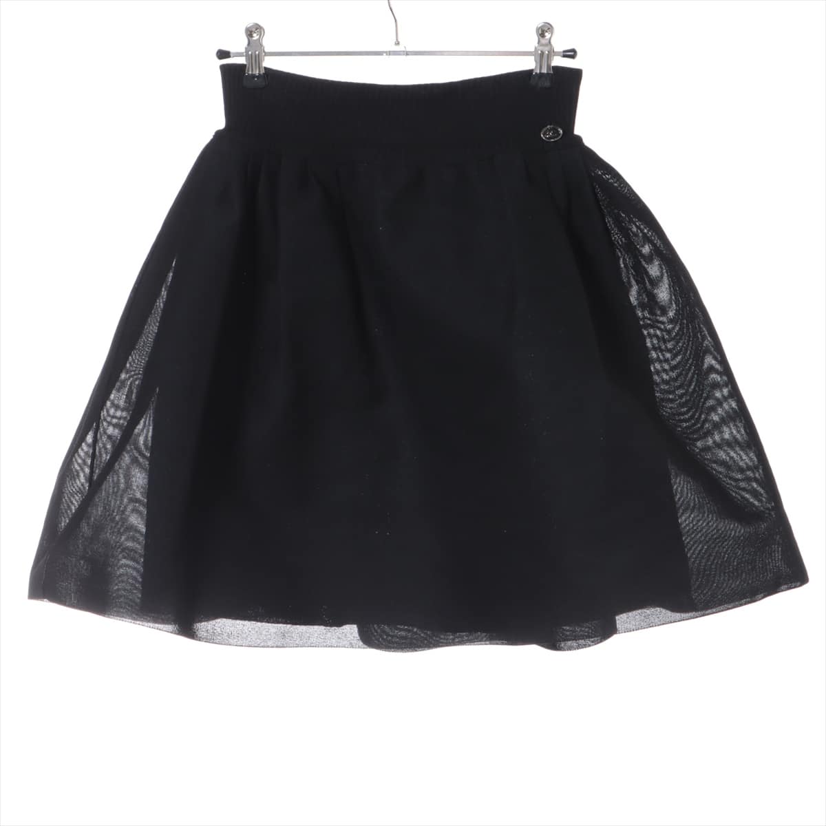 Chanel Coco Button P45 Rayon * Naylon Skirt 38 Ladies' Black