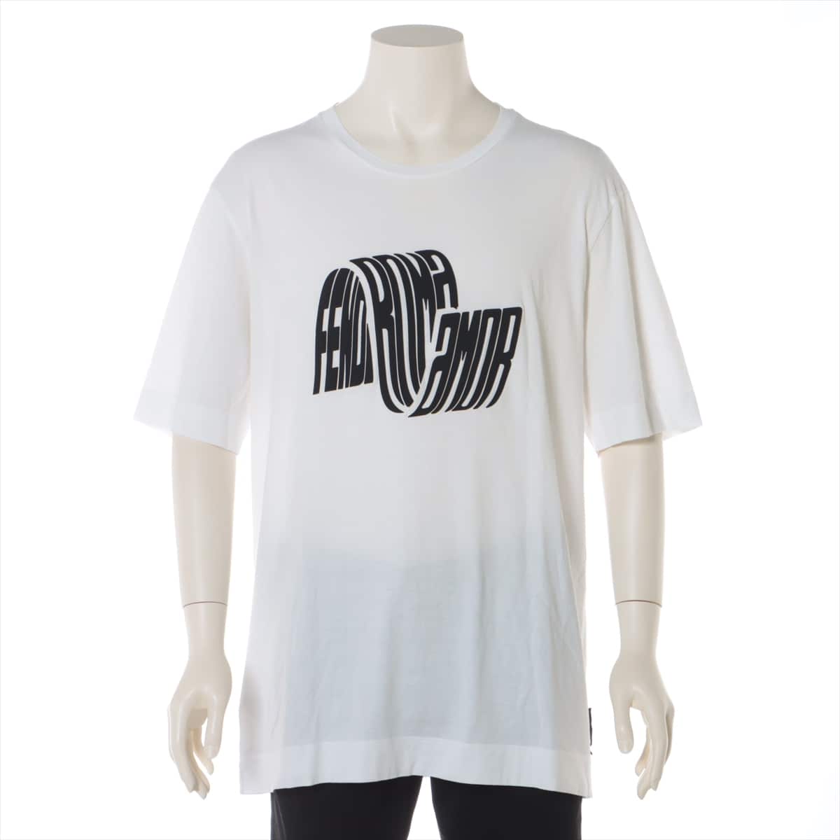 Fendi 19-year Cotton & nylon T-shirt XL Men's Black × White  FENDI ROMA AMOR