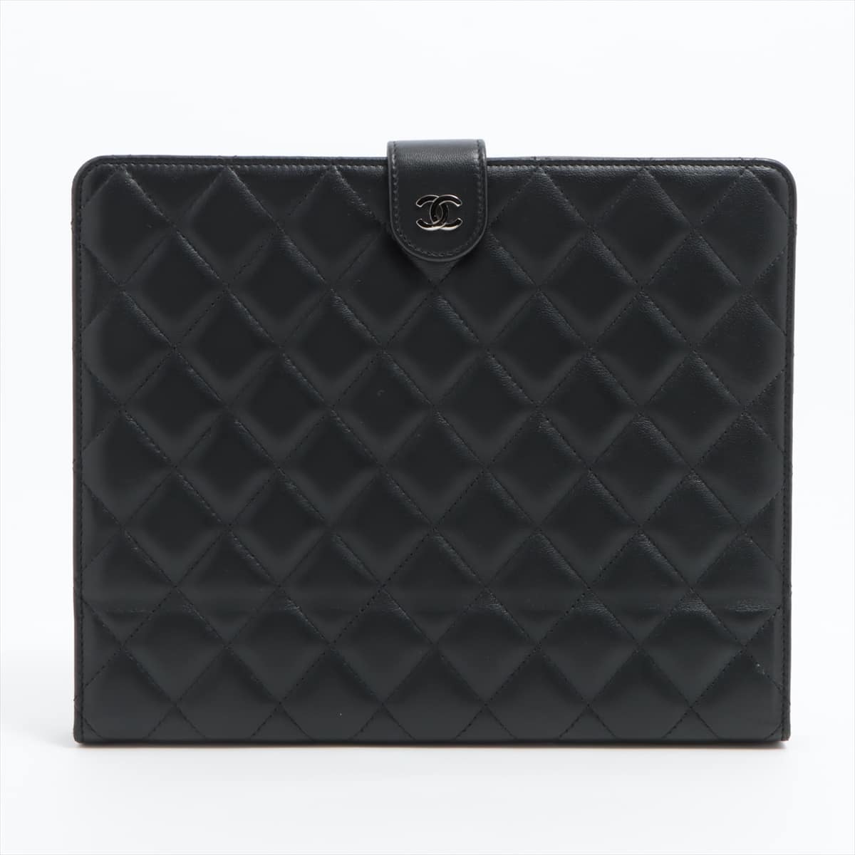 Chanel Matelasse Lambskin iPad Case Black Silver Metal fittings 18XXXXXX