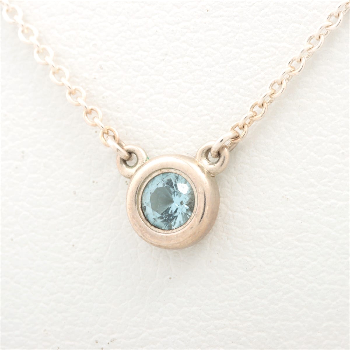 Tiffany Kolor By the Yard Necklace 925 1.8g Silver Aquamarine