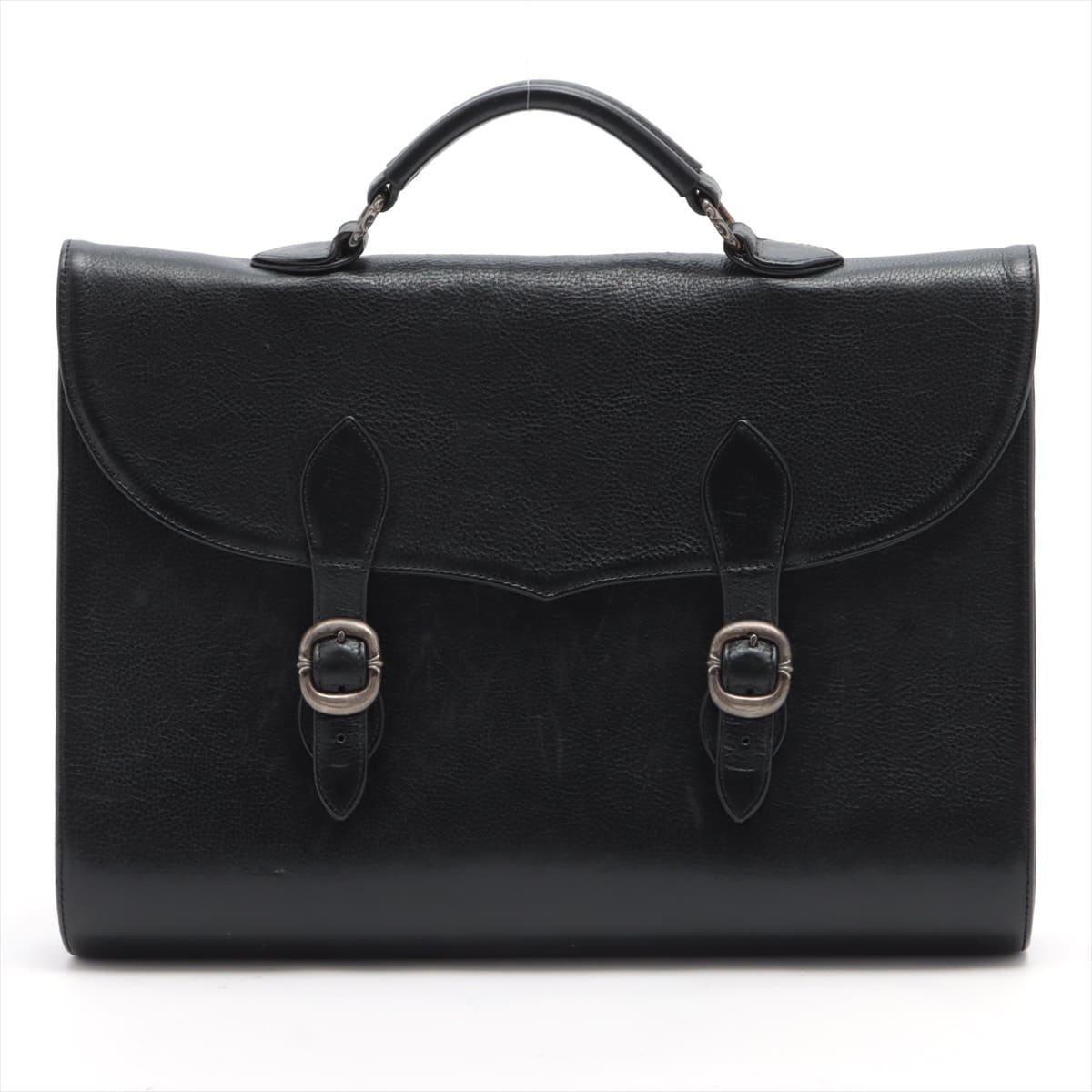 Chrome Hearts Gunslinger Business bag Leather & 925 Black Briefcase Cross button