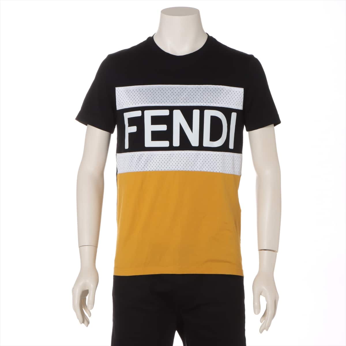 Fendi 21 years Cotton & Polyester T-shirt S Men's Black x yellow  FAF532