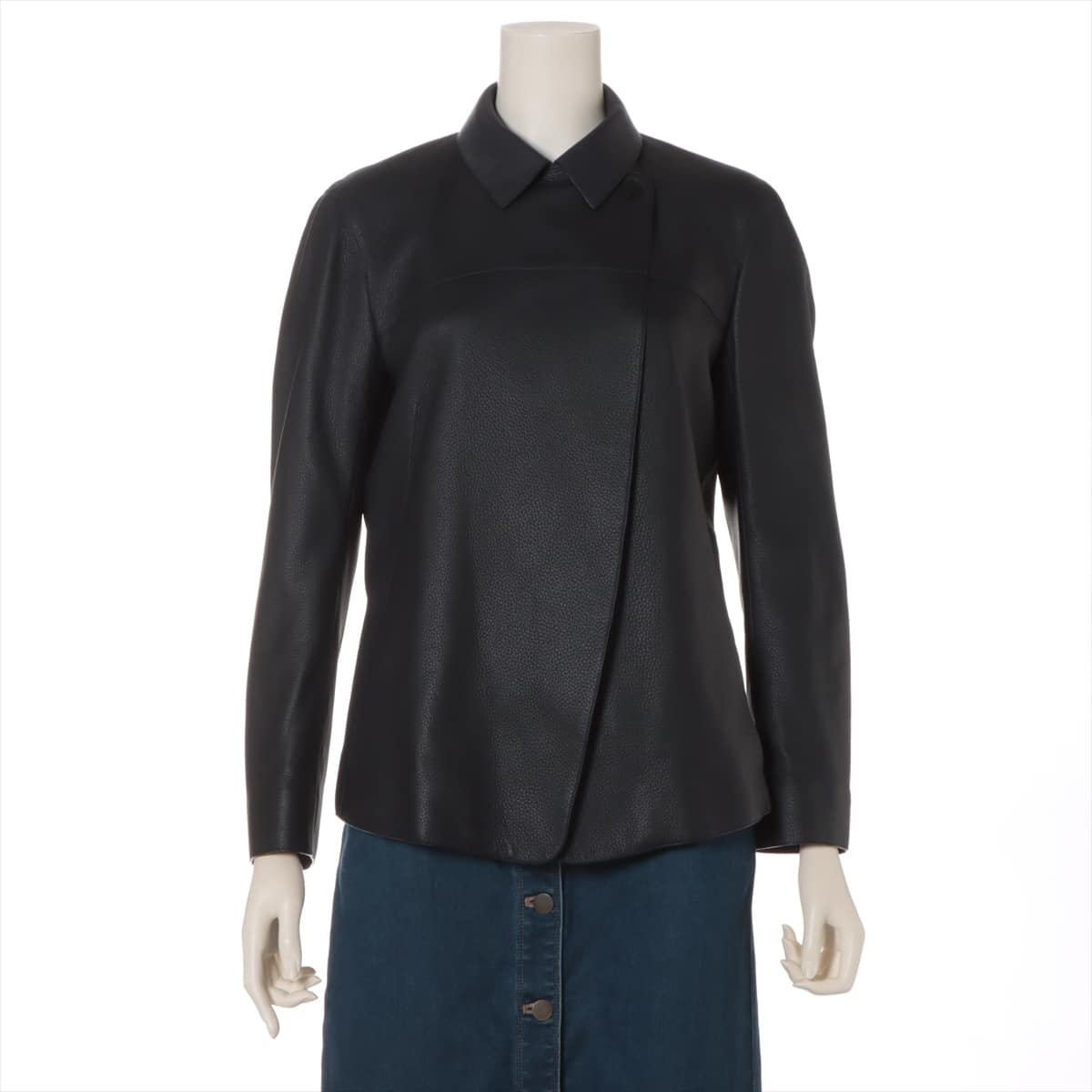 Hermès Calfskin Leather jacket 38 Ladies' Black  Serie button