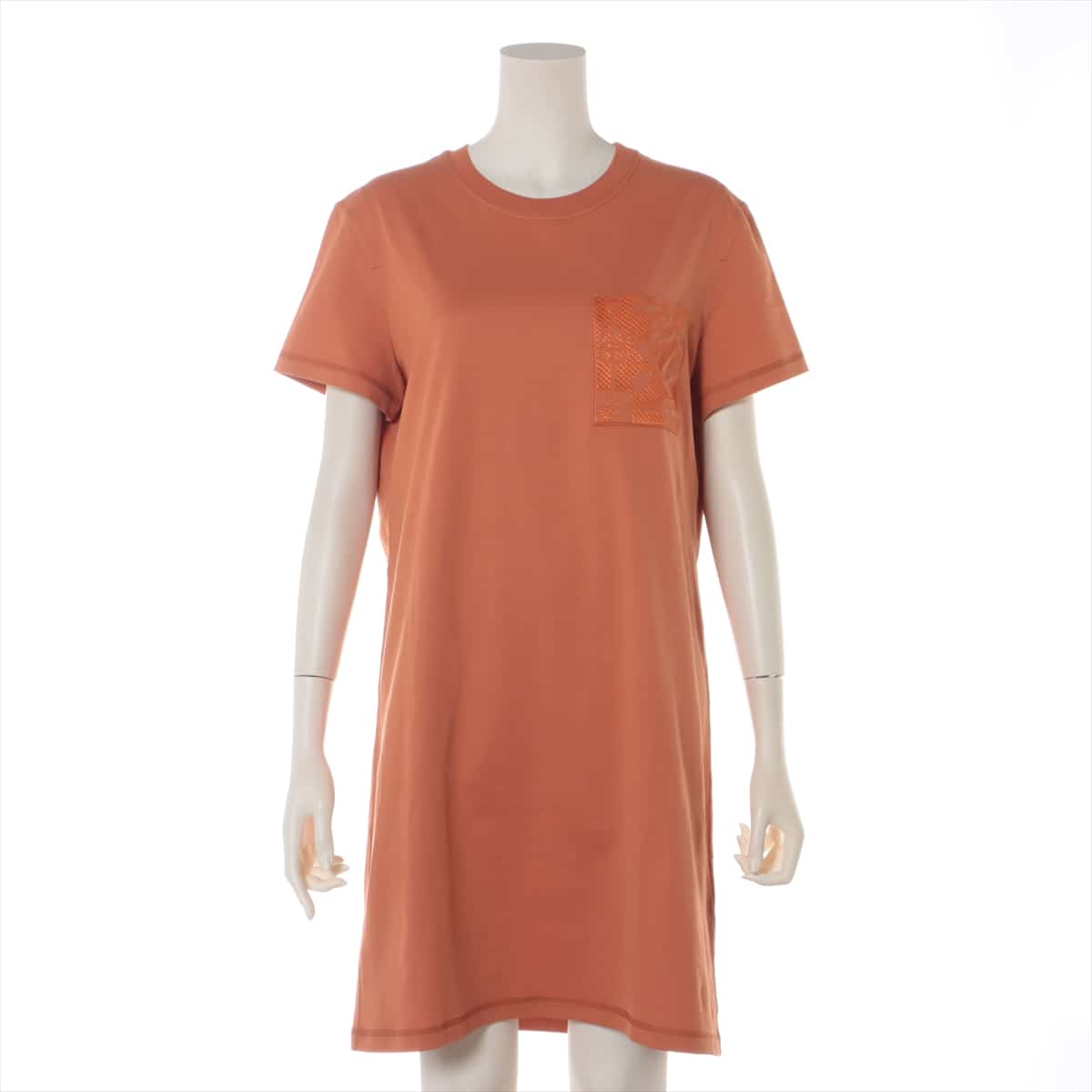 Hermès Cotton Dress 38 Ladies' Orange  embroidery