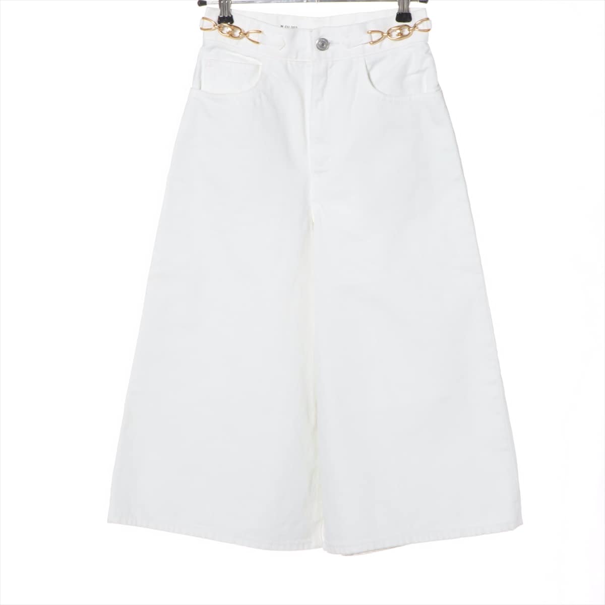 CELINE Triomphe Cotton Denim pants 24 Ladies' White  Shorts culottes