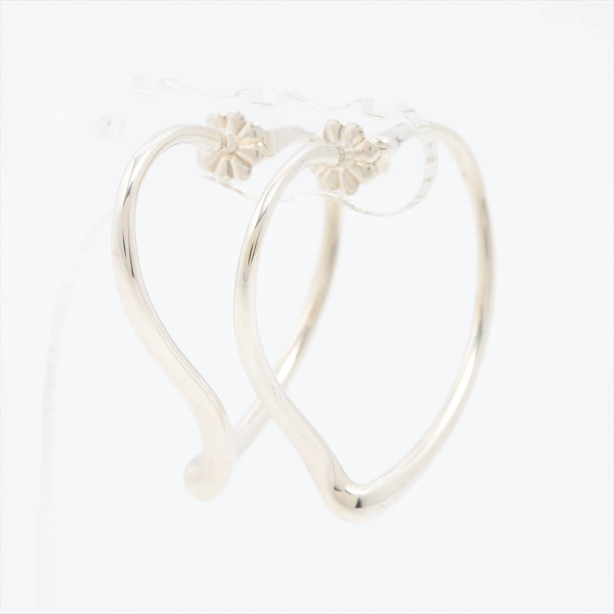 Tiffany Open Heart Hoop Earrings 925 5.9g Silver