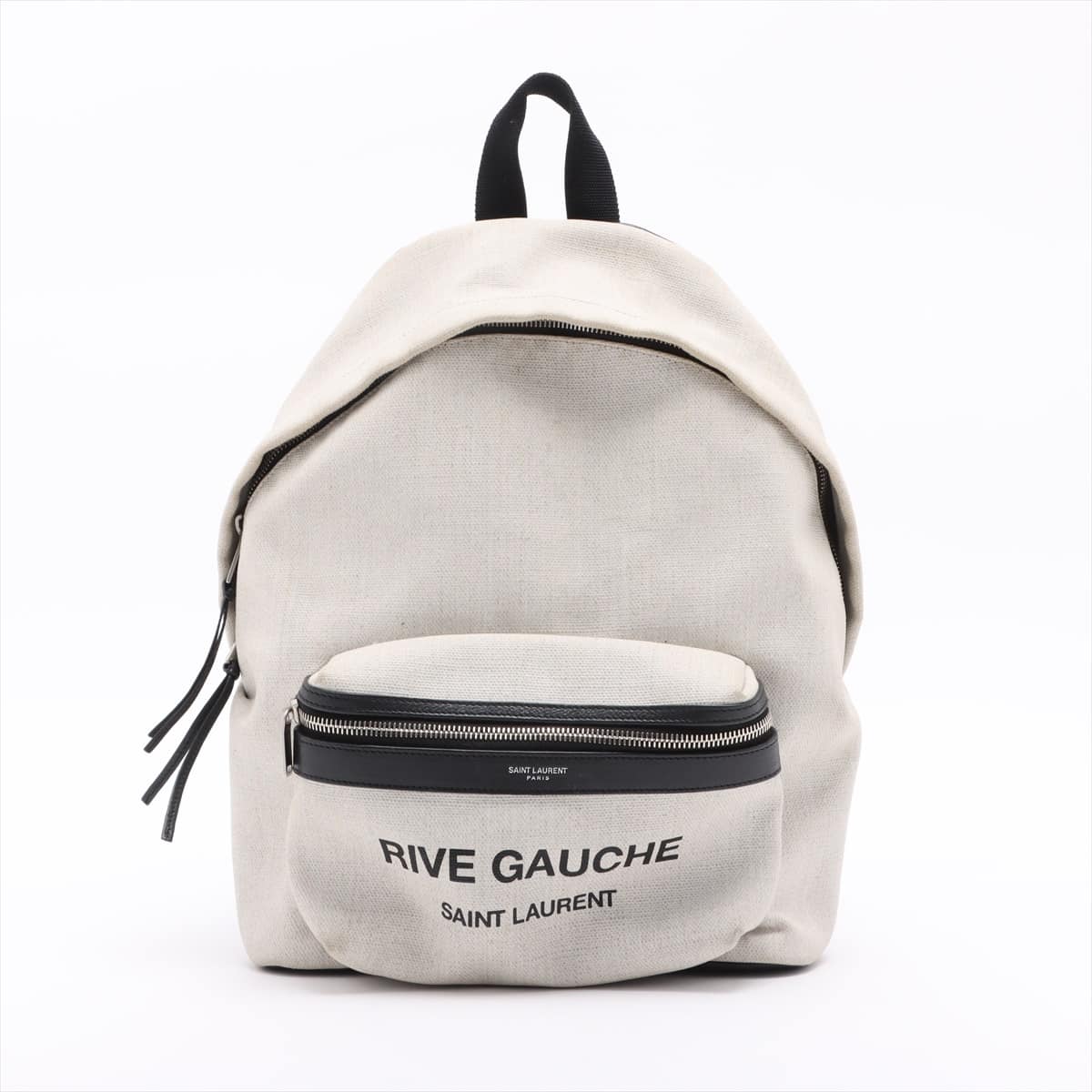 Saint Laurent Paris Rive Gauche Linen × Leather Backpack Beige 508548