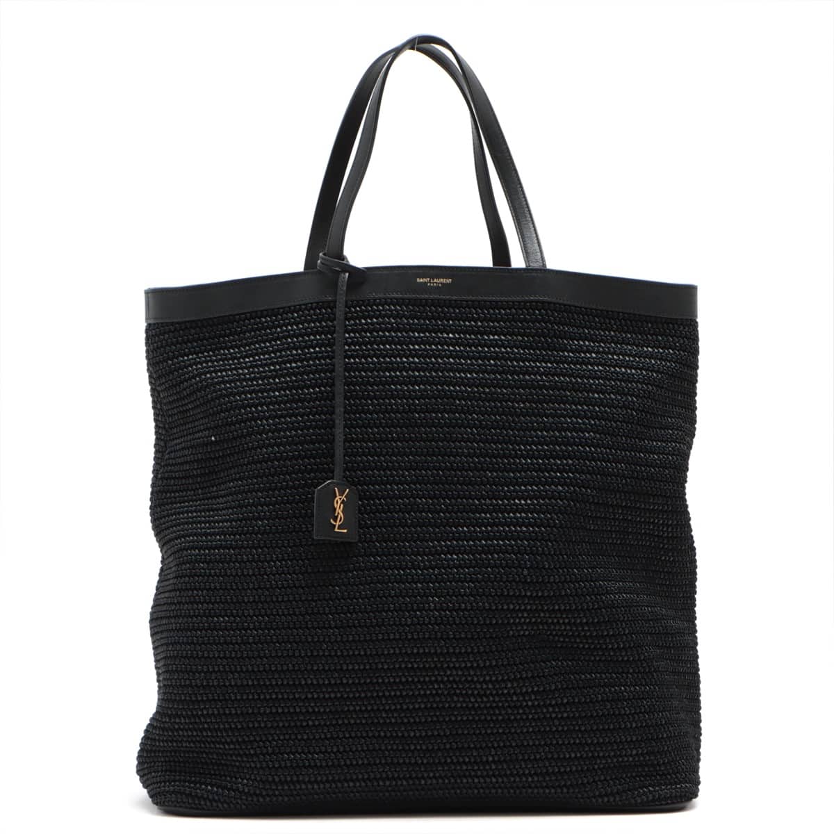 Saint Laurent Paris Raffia Chain tote bag Black 607431