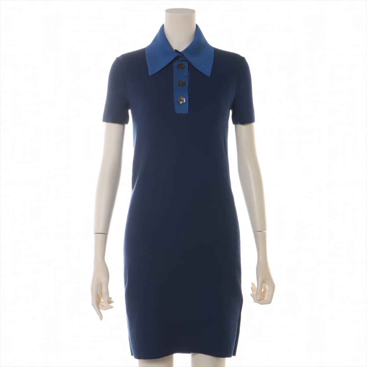 Ferragamo Gancini Cotton & silk Knit dress S Ladies' Blue