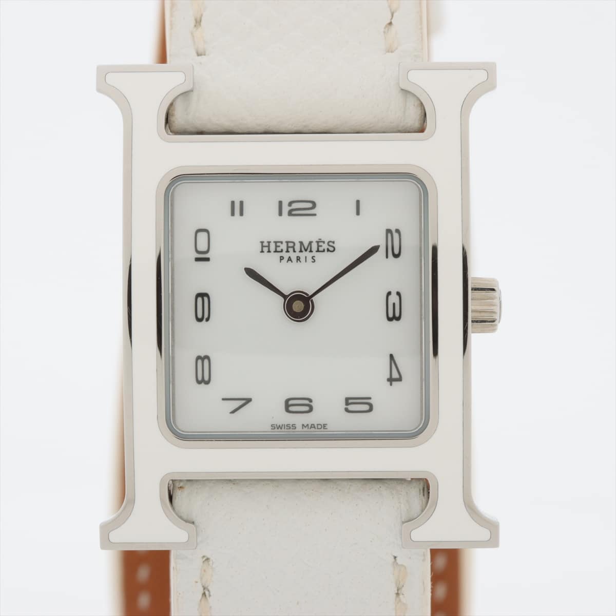 Hermès H Watch Dubletour HH1.220 SS & Leather QZ White-Face
