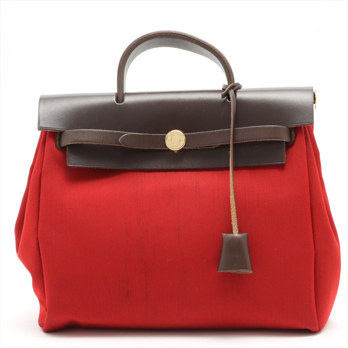 Hermès Ale Bag Ad MM Toile Officier & calf leather Red Gold Metal fittings □G:2003 Replacement bag With stopper