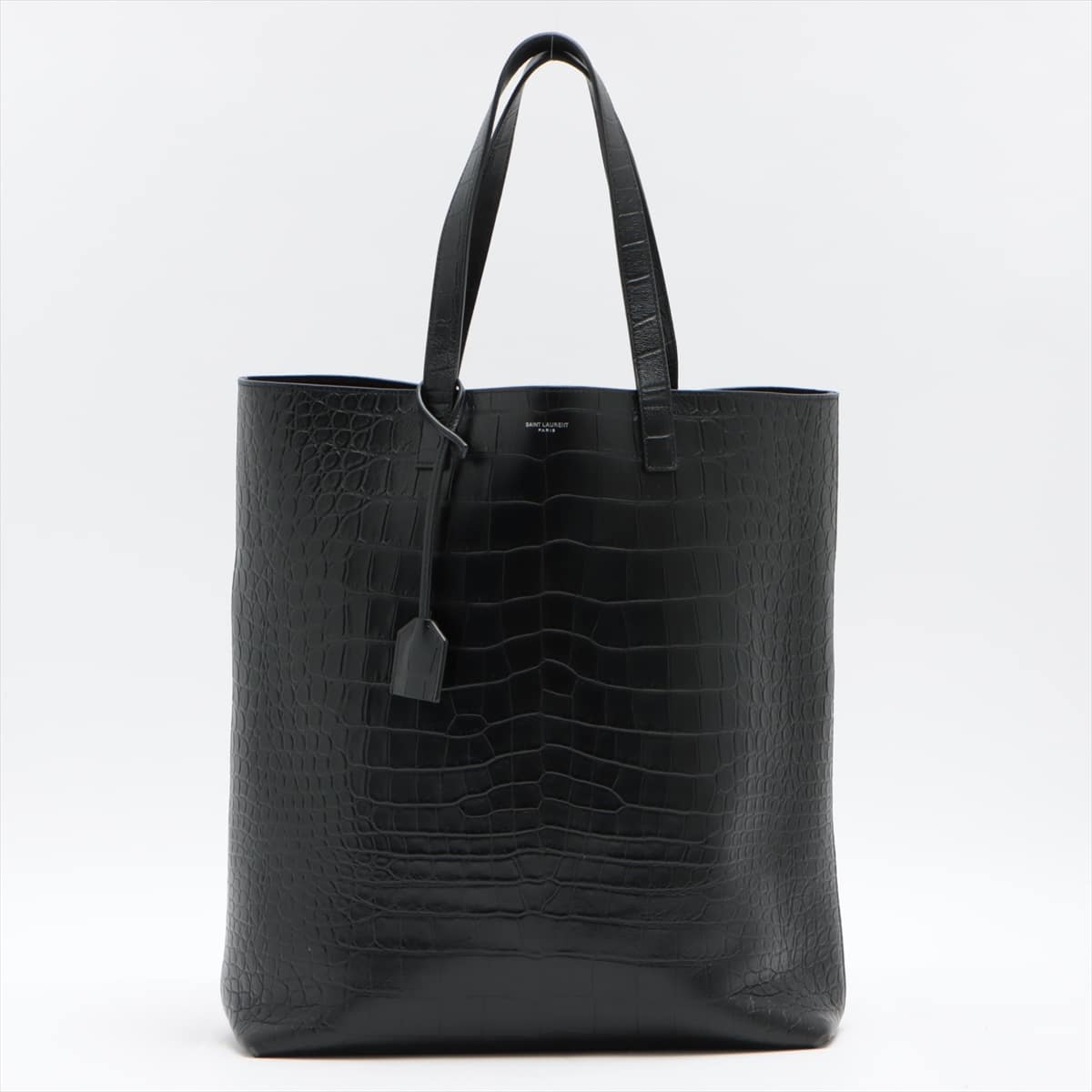 Saint Laurent Paris Sac Shopping Moc croc Tote bag Black 591747 with pouch