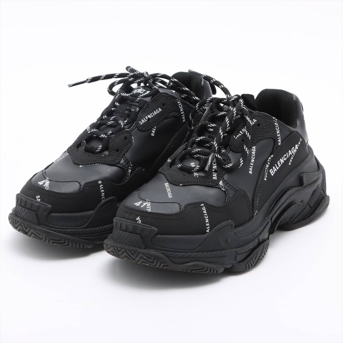 Balenciaga Triple s Faux leather Sneakers 27cm Men's Black 536737 ALLOVER LOGO