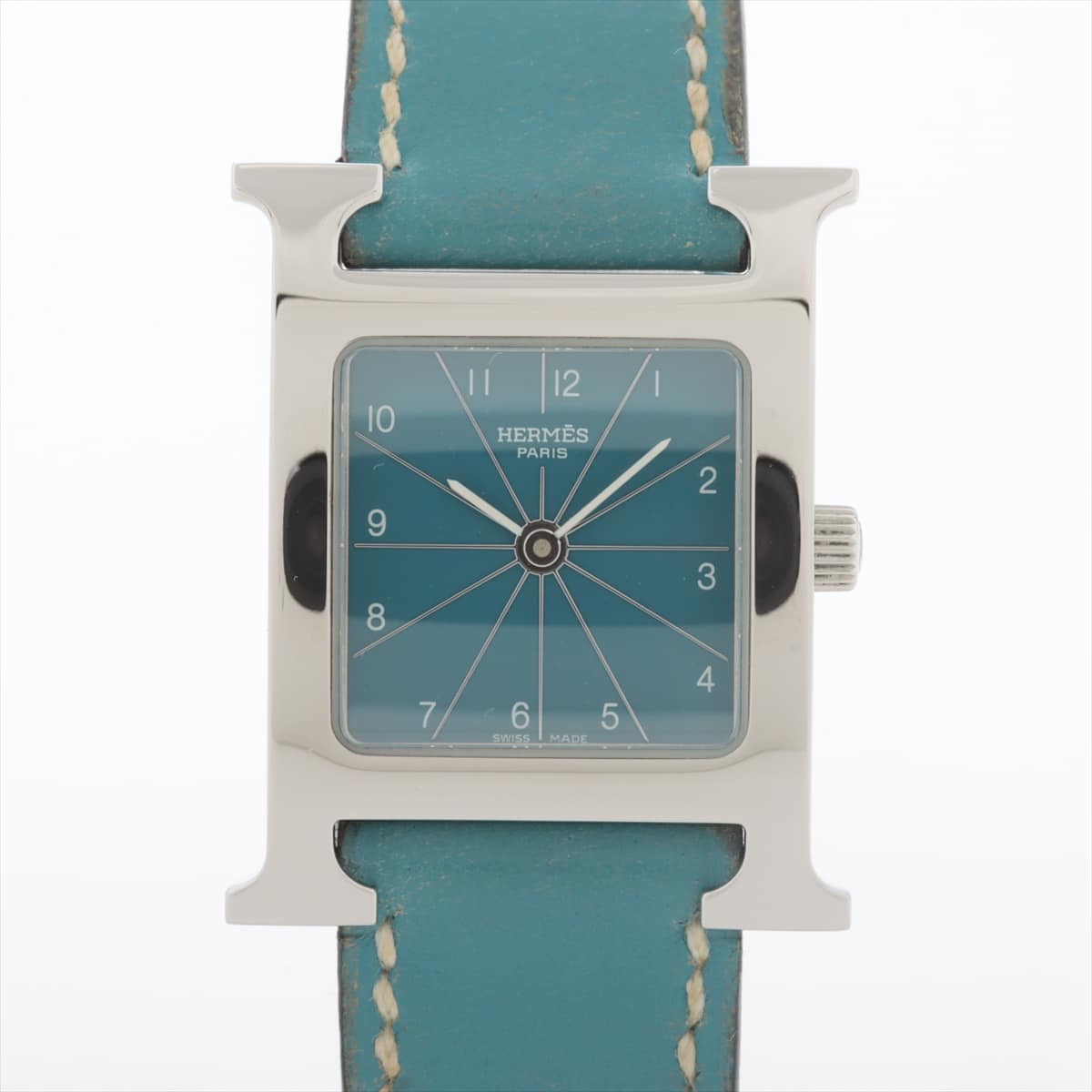 Hermès H Watch HH1.210 SS & Leather QZ Blue-Face