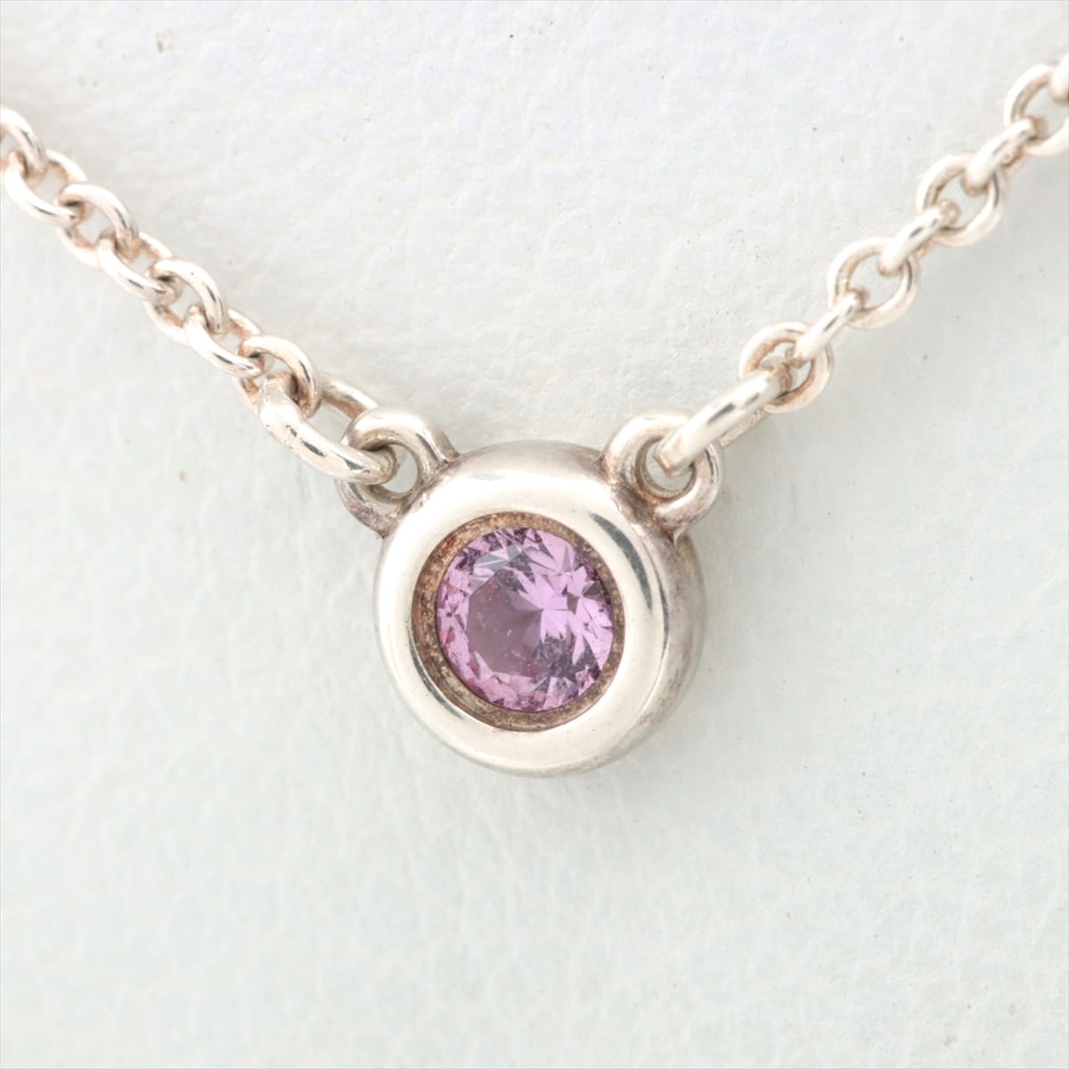 Tiffany By the Yard 1P Necklace 925 1.6g Silver Pink sapphire