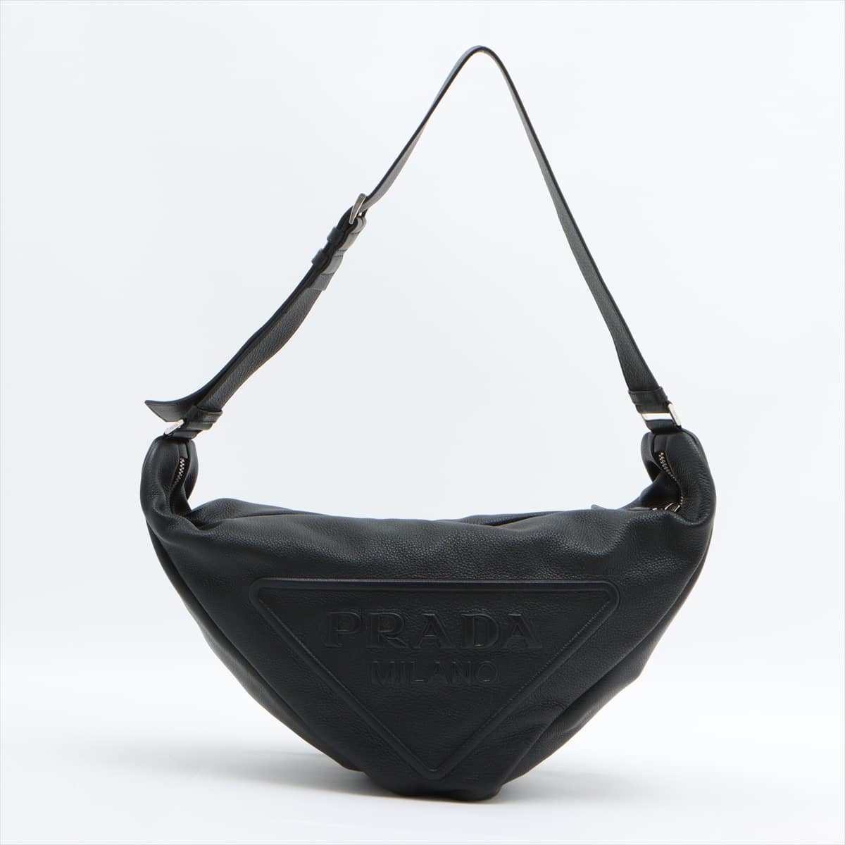 Prada Vitello Daino Triangle Leather Shoulder bag Black 2VY007