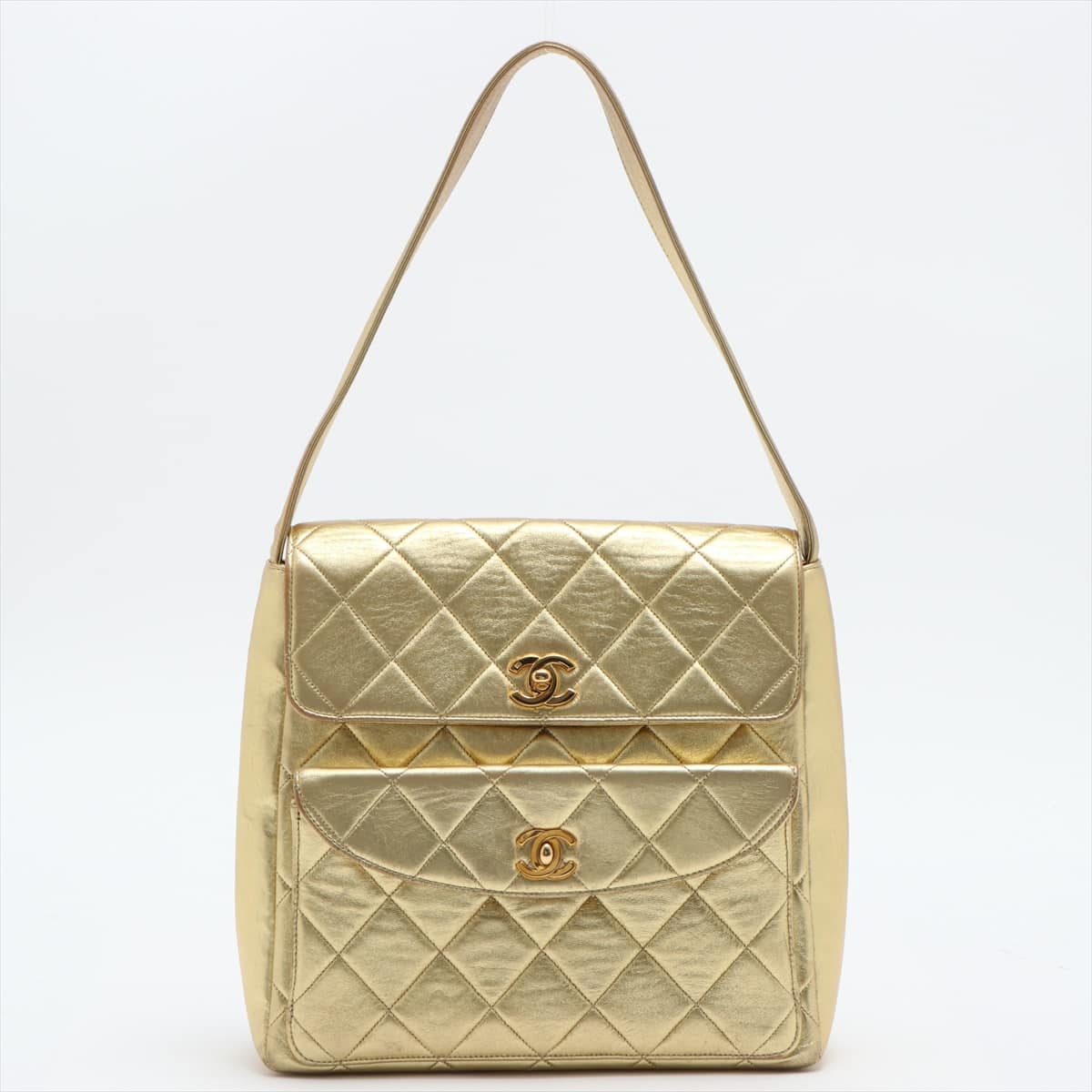 Chanel Matelasse Lambskin Shoulder bag Gold Gold Metal fittings 4XXXXXX
