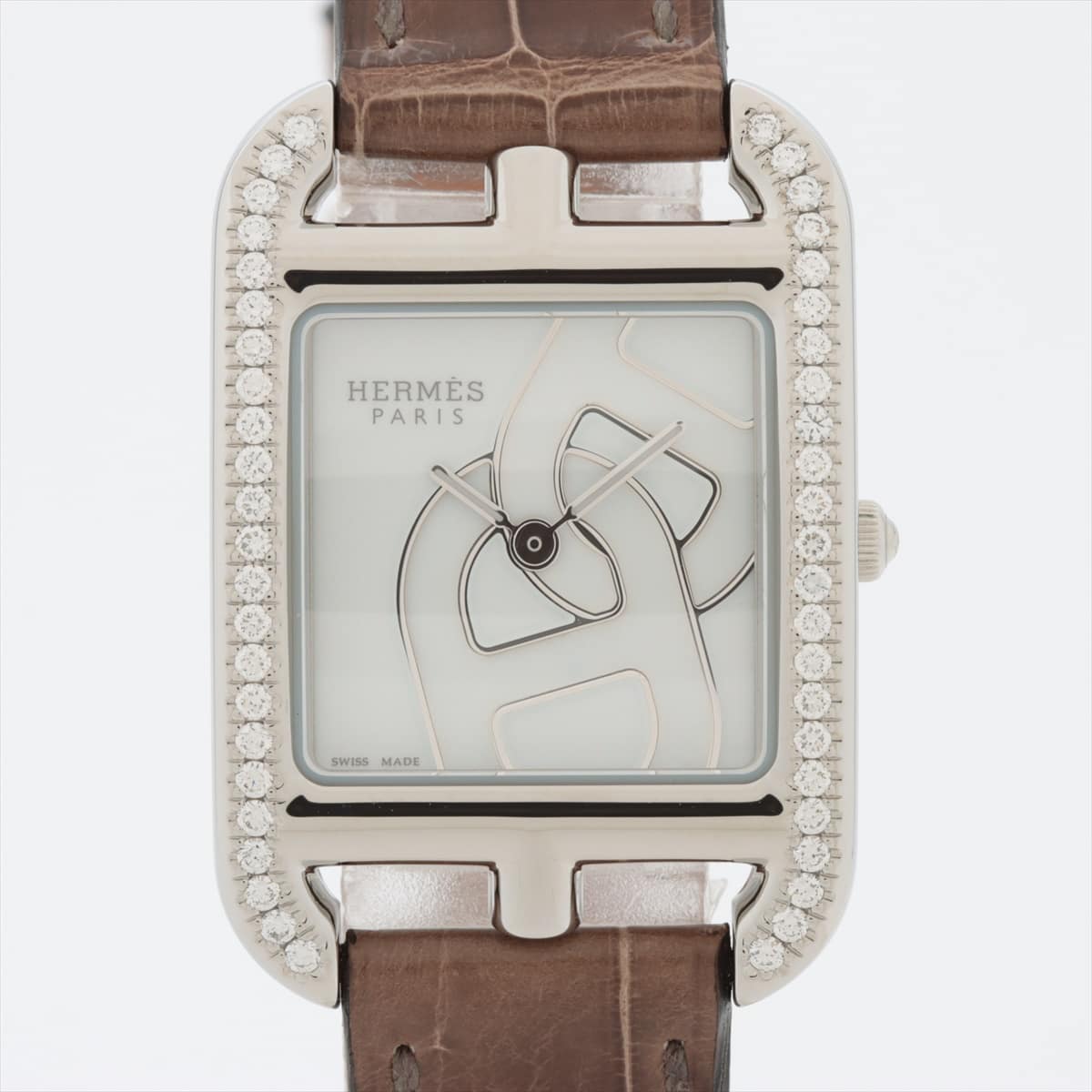 Hermès Cape Cod CC1.330 SS & Leather QZ White-Face