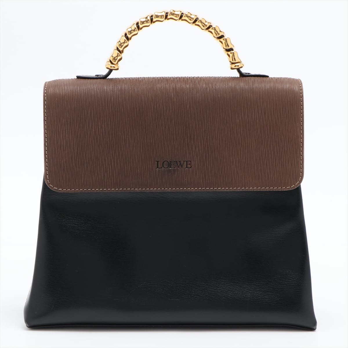 Loewe Velazquez Leather Hand bag Black × Brown