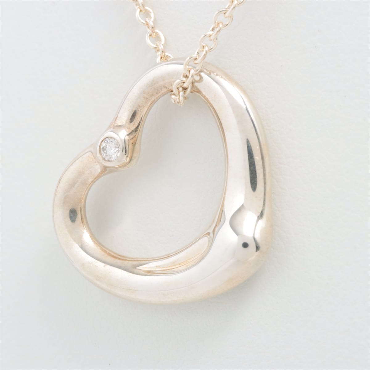 Tiffany Open Heart Necklace 925 7.5g Silver 1P diamond
