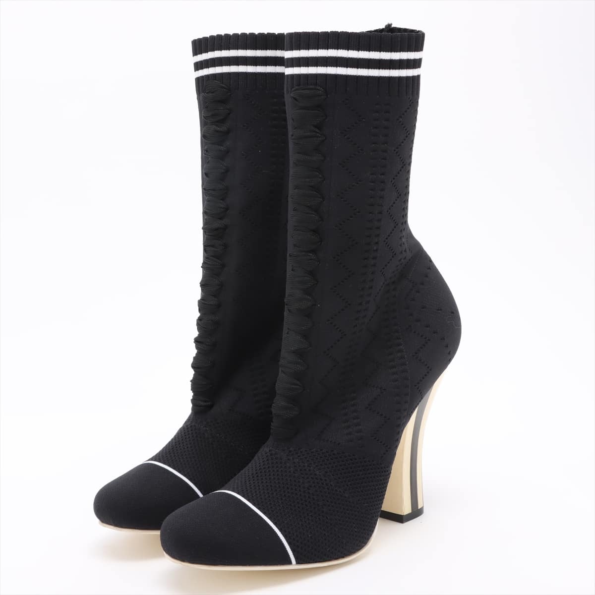 Fendi Knit SOCK BOOTS 40 Ladies' Black