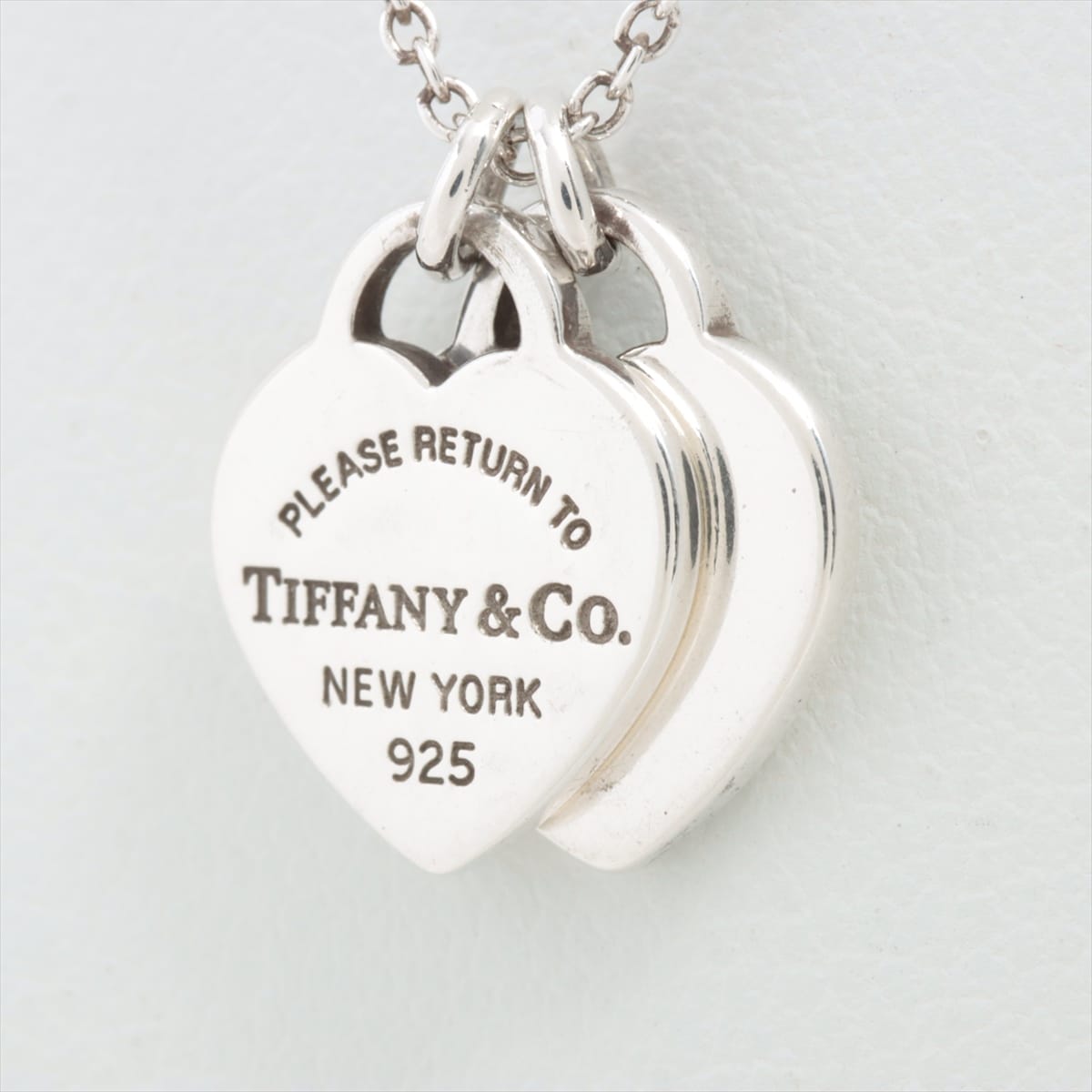 Tiffany Return To Tiffany Mini Double Heart Tag Necklace 925 2.9g Silver