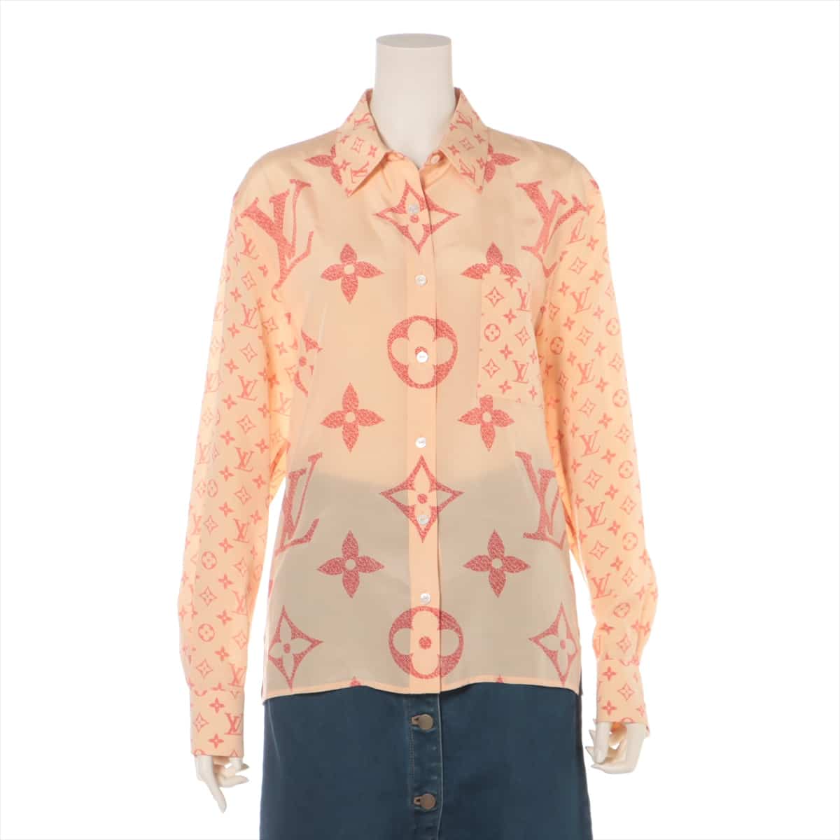 Louis Vuitton 19SS Silk Shirt 36 Ladies' Pink x orange  RW191B Monogram