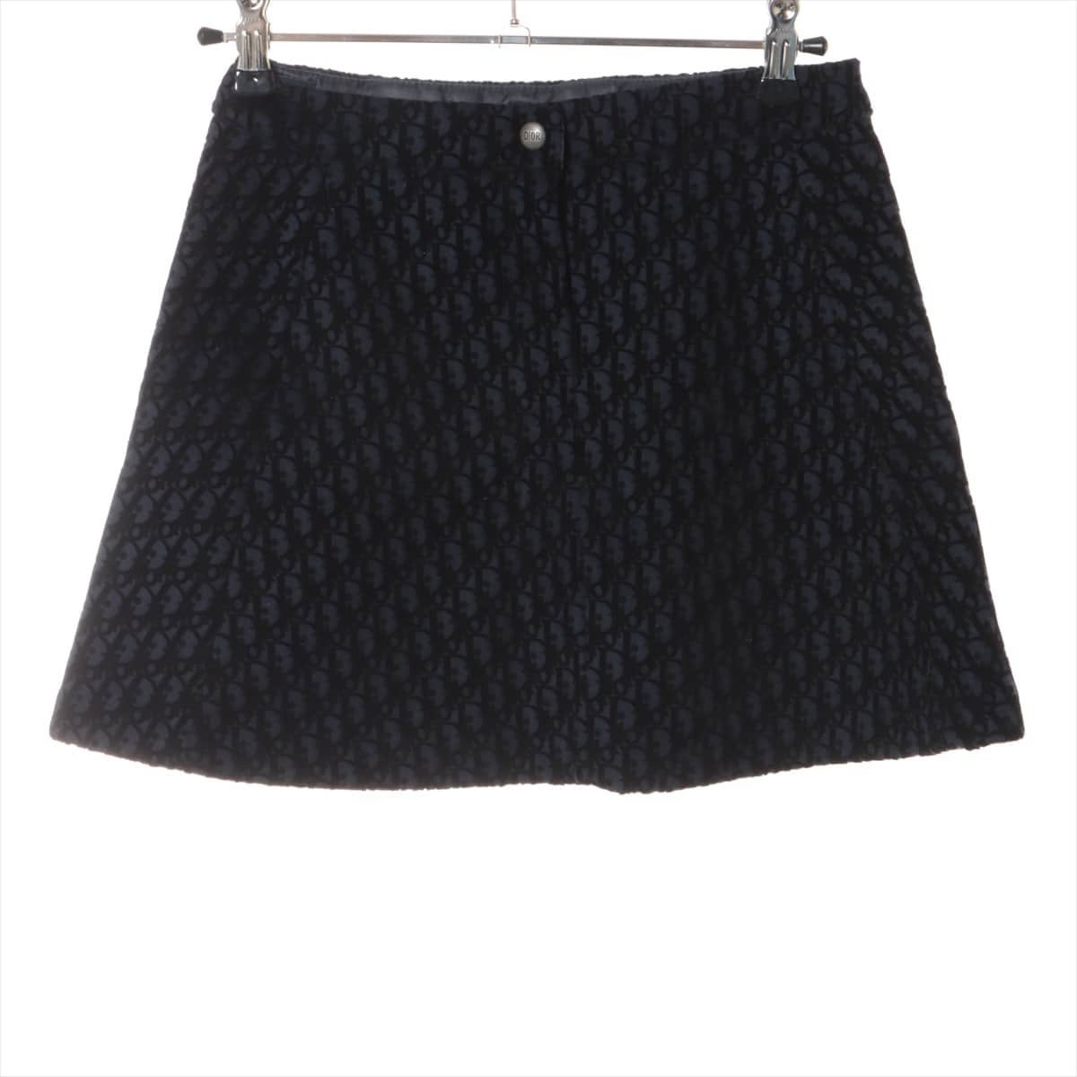 Christian Dior Oblique Wool Skirt 8 Kids Black x Navy