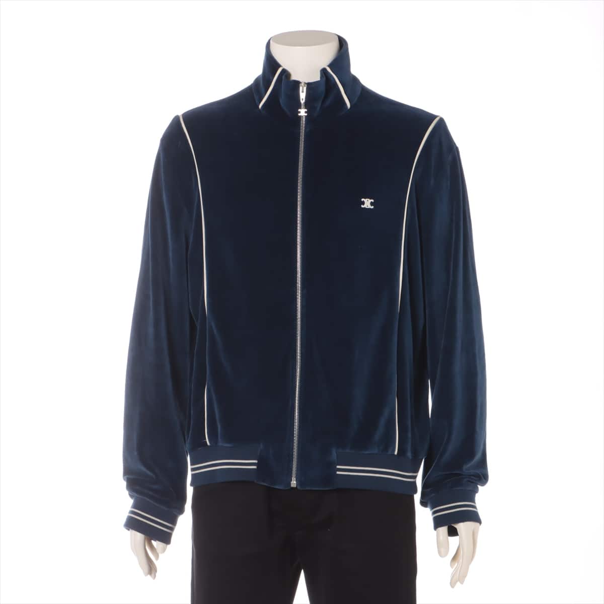 CELINE Triomphe 20SS Cotton & nylon Sweatsuit L Men's Navy blue  2Y146679I velour jacket