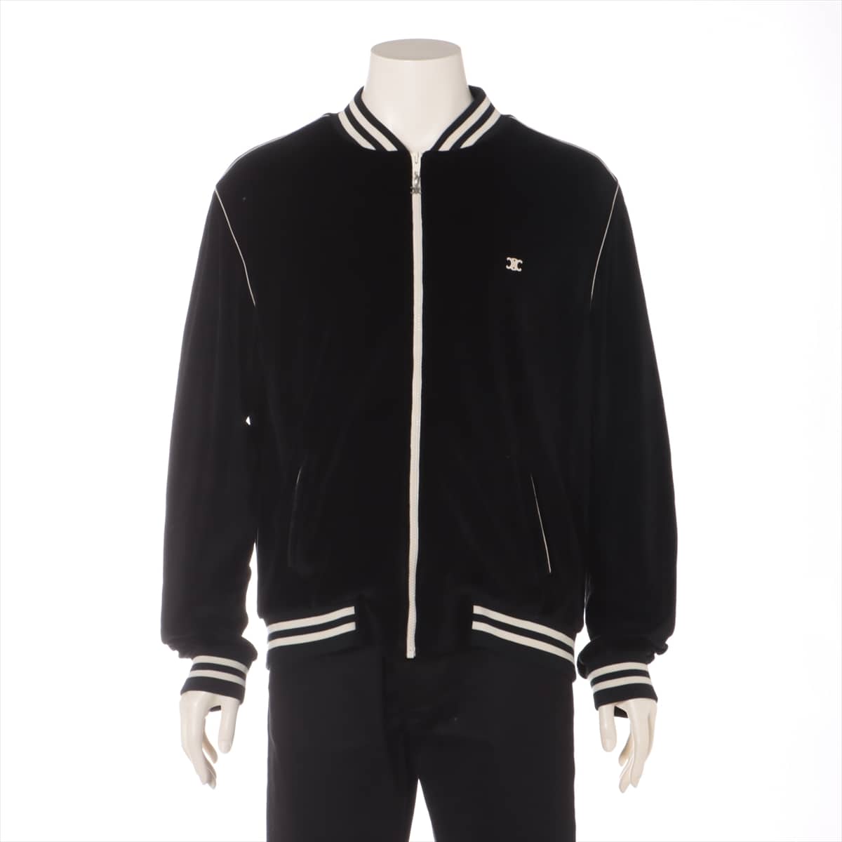 CELINE Triomphe 20SS Cotton & nylon Sweatsuit L Men's Black  2Y169679I velour jacket
