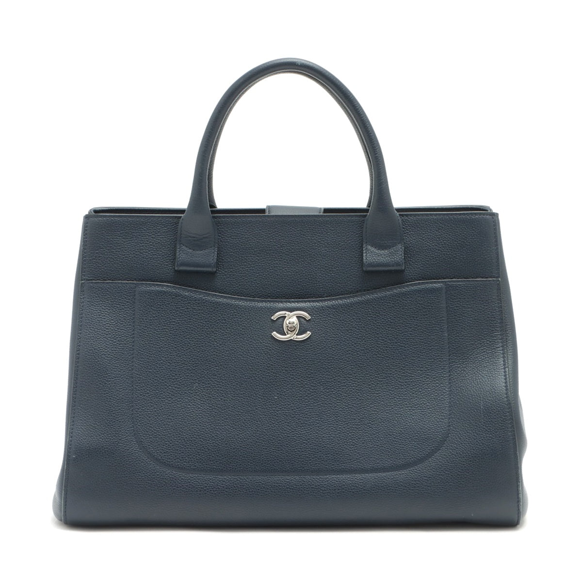Chanel Neo Executive Caviar Skin 2 Way Handbag Navy Blue Silver Metal Fittings 23XXXXXX