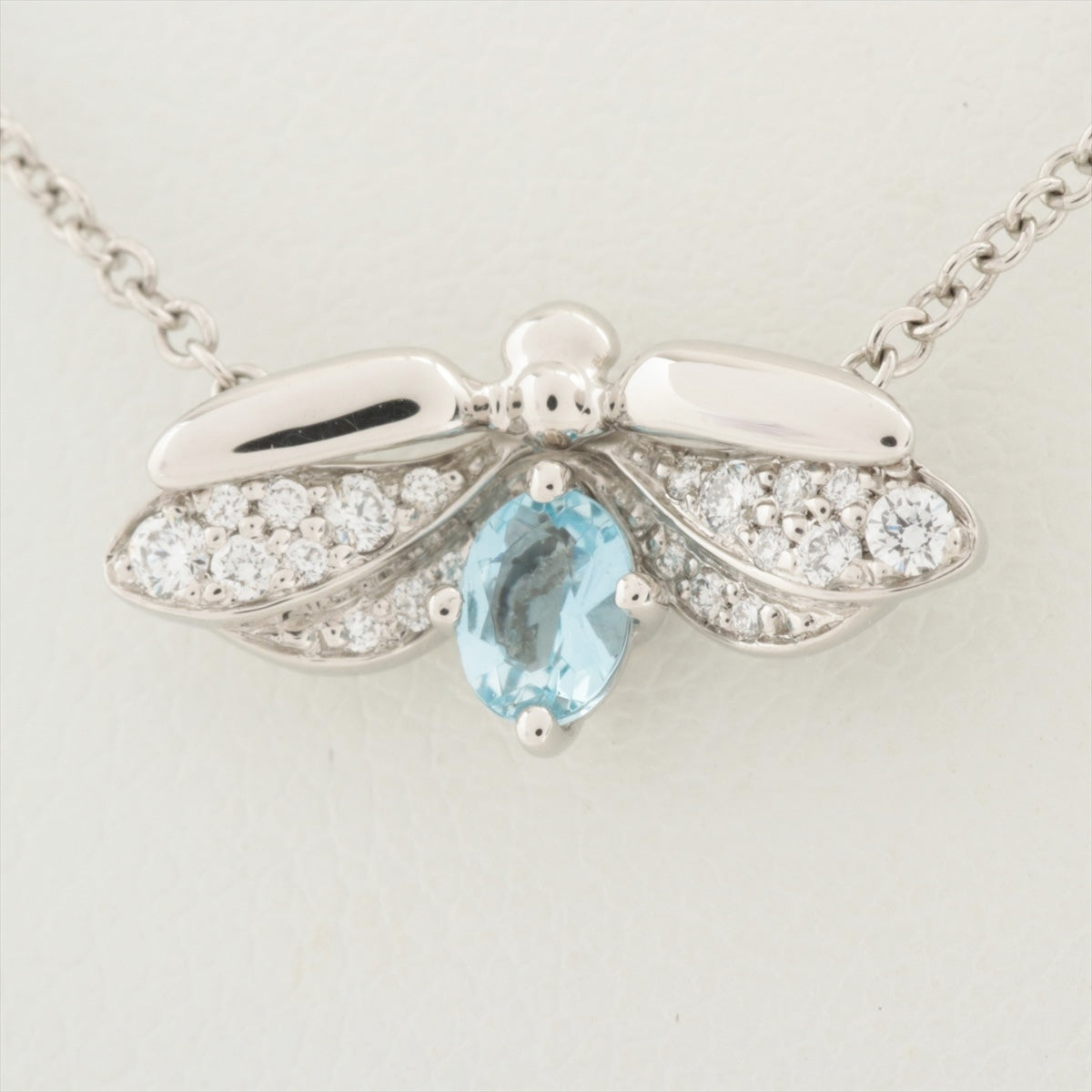 Tiffany Firefly Aquamarine diamond Necklace Pt950 3.1g