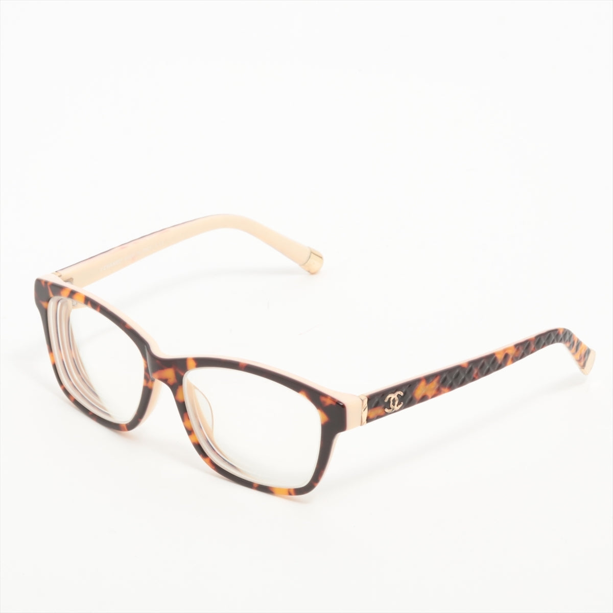 Chanel Matelasse Glasses Plastic Brown x gold CH3325 Coco Mark