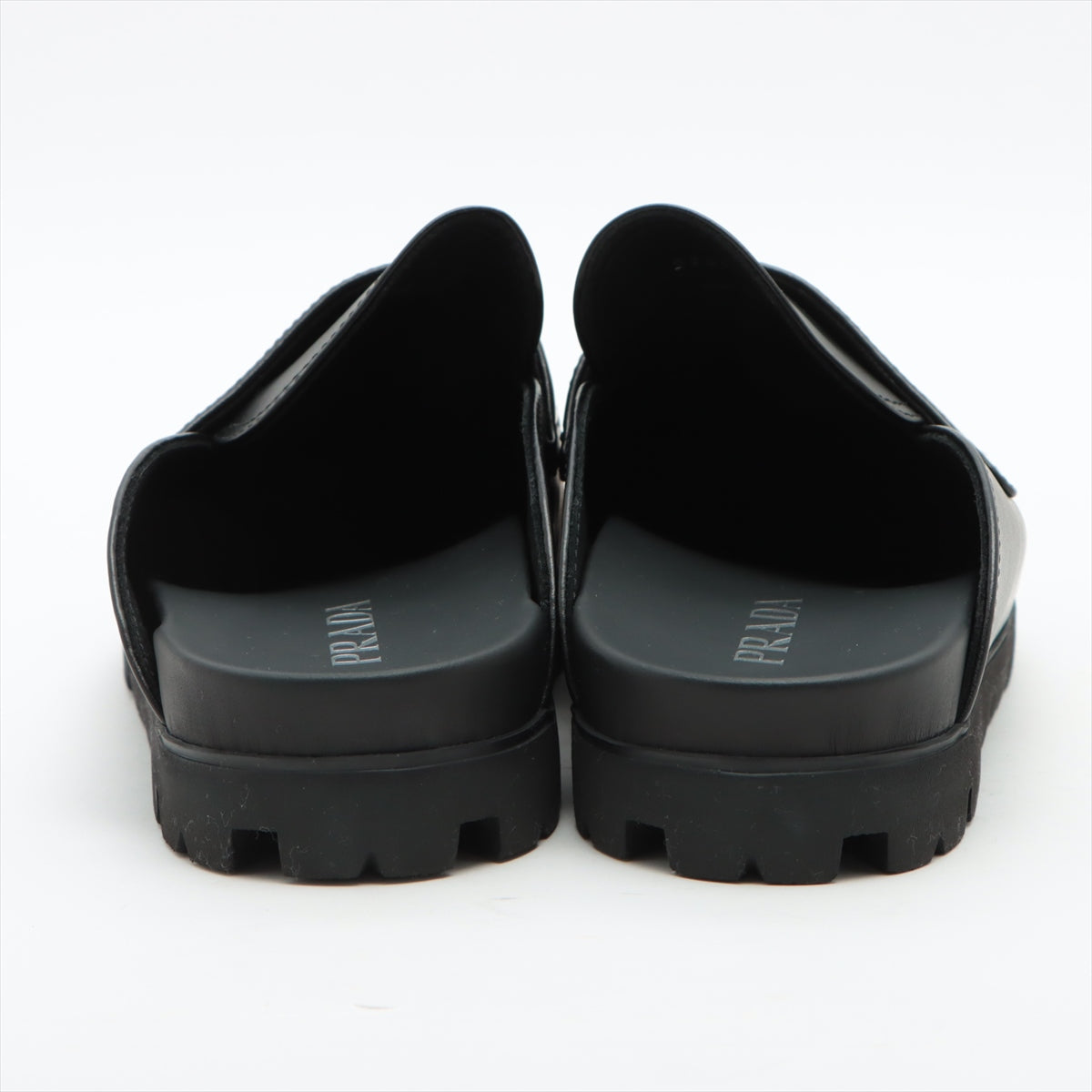 Prada Leather Sandals 12 Men's Black Sabo Triangle logo 2S2956