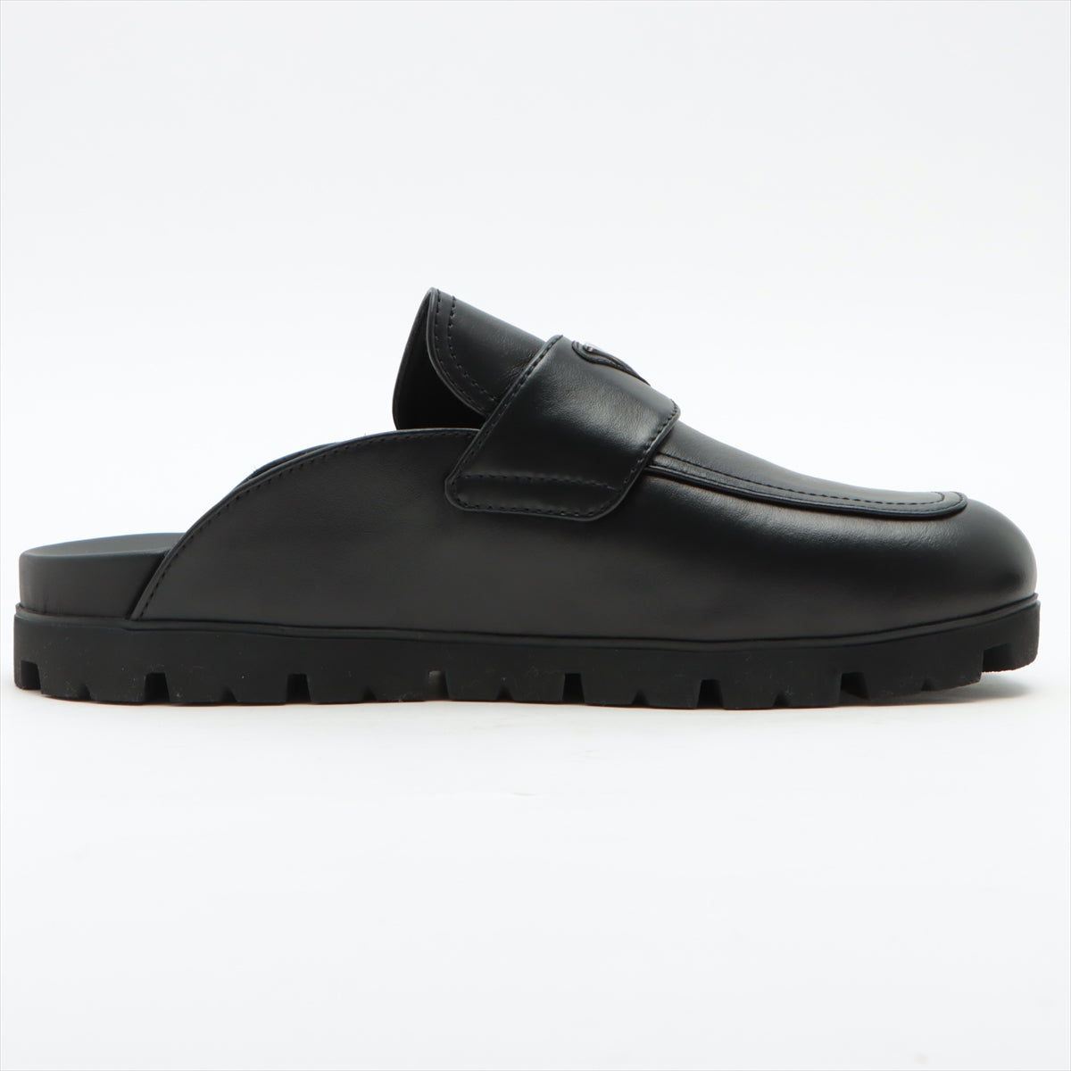 Prada Leather Sandals 12 Men's Black Sabo Triangle logo 2S2956