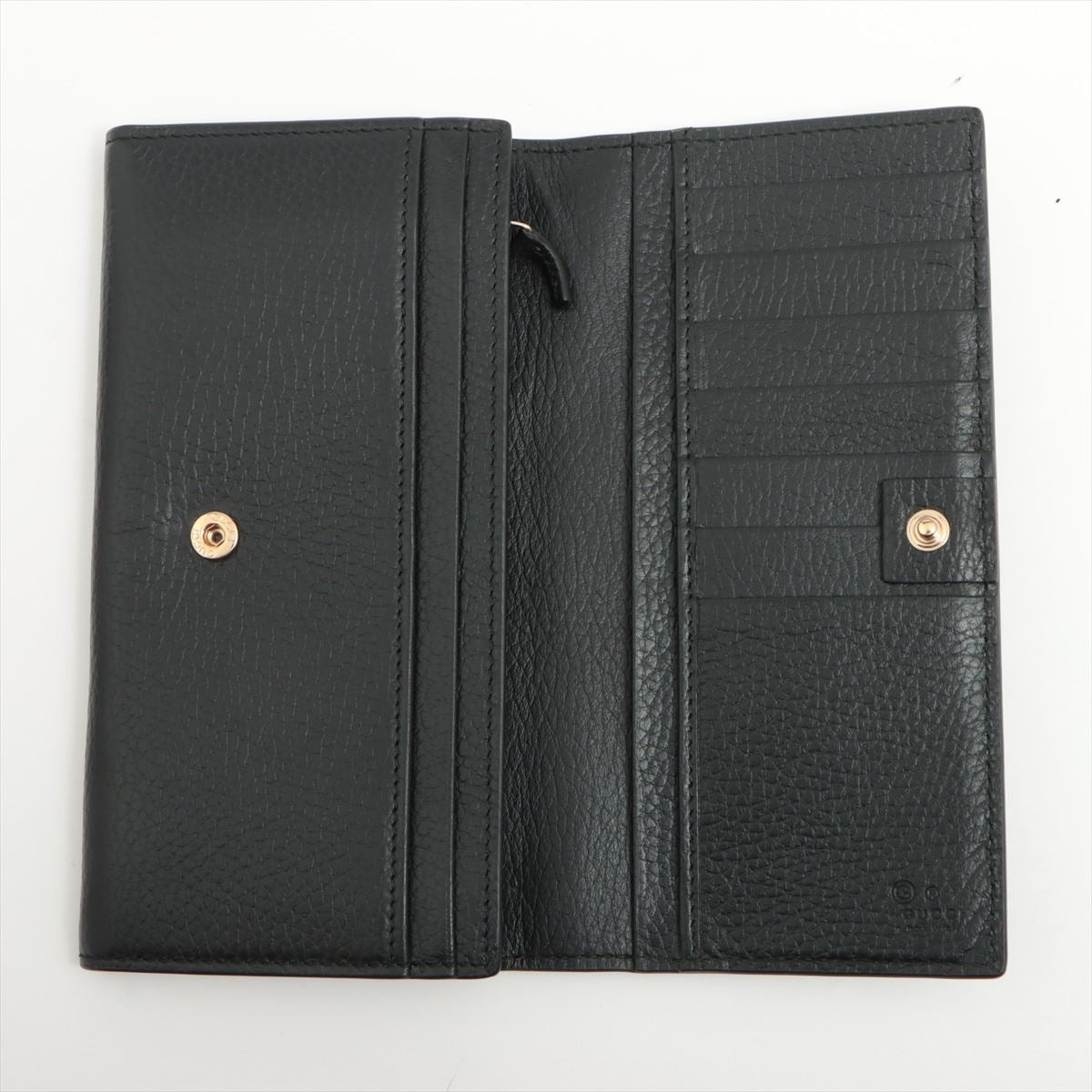 Gucci Interlocking G 449279 Leather Long wallets Black Ⓖ Mark