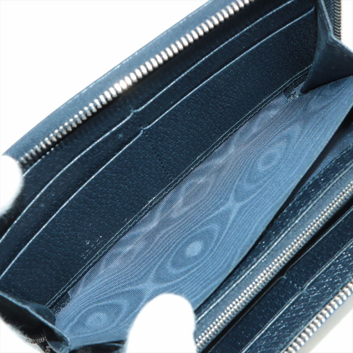 Gucci GG Supreme 673003 PVC & leather Round-Zip-Wallet Navy blue