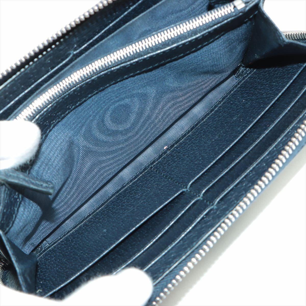 Gucci GG Supreme 673003 PVC & leather Round-Zip-Wallet Navy blue
