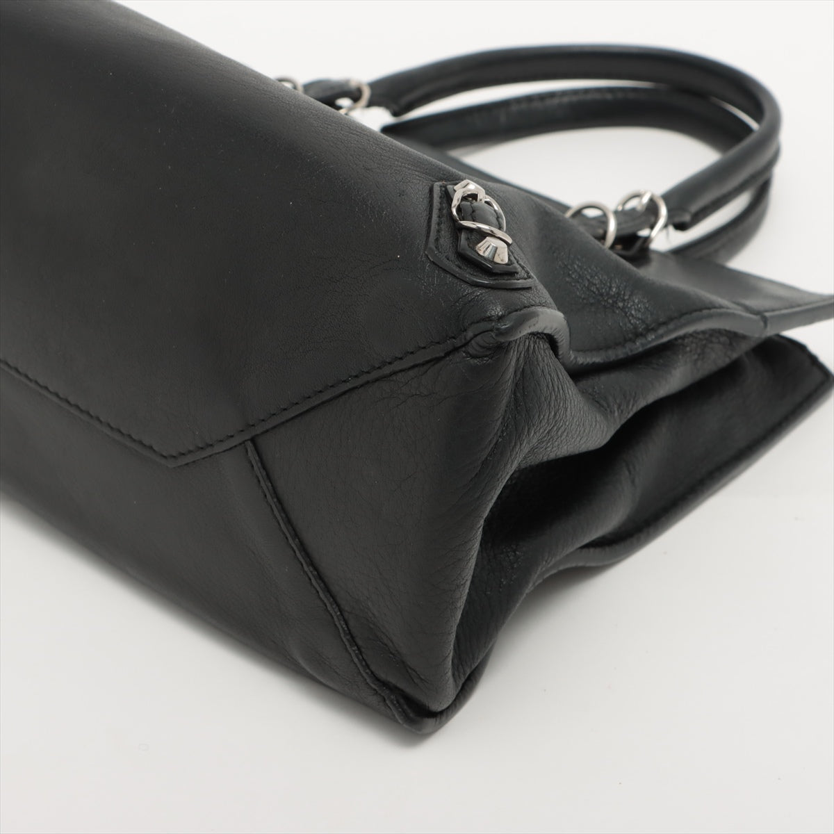 Balenciaga Mini Paper Leather 2way handbag Black 338585