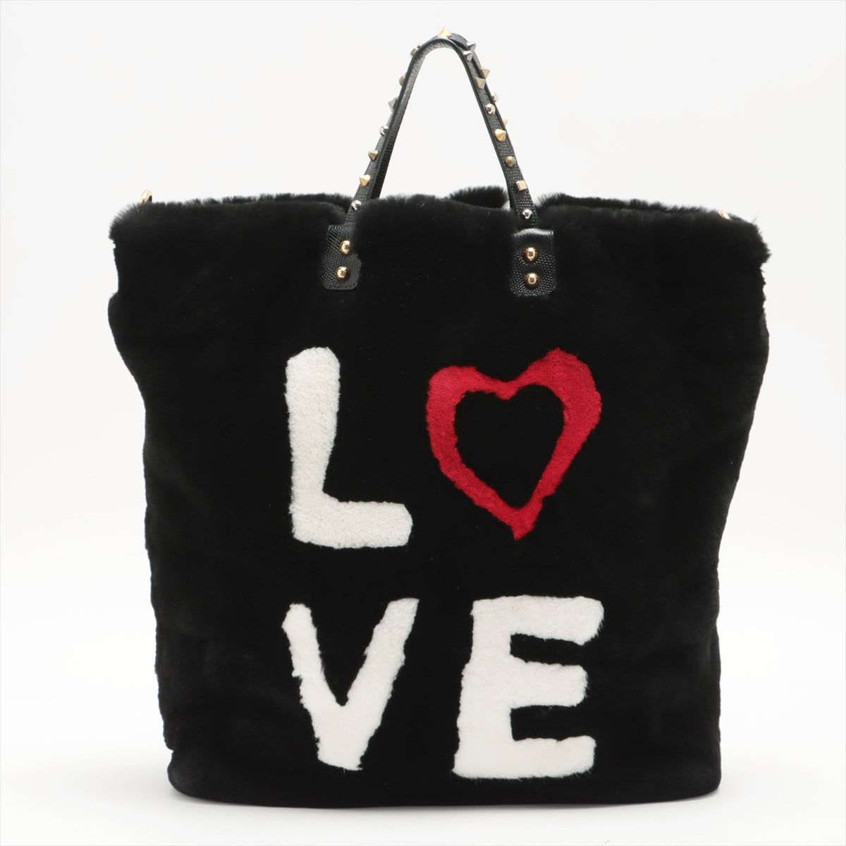 Dolce & Gabbana Fur × Leather Tote bag Black