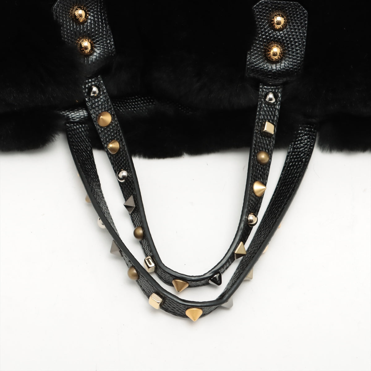 Dolce & Gabbana Fur × Leather Tote bag Black