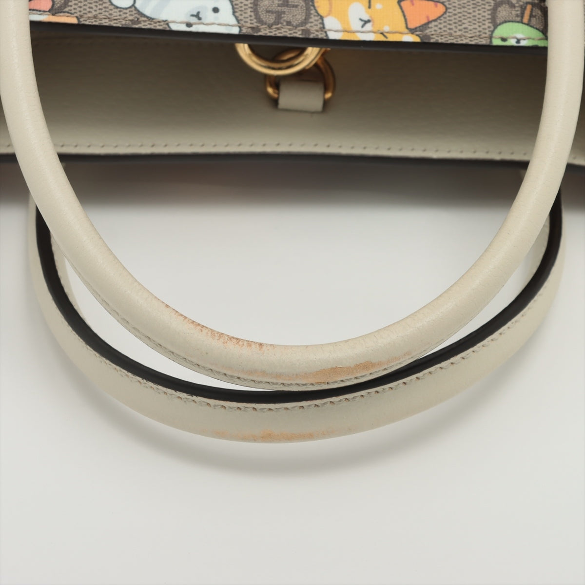 Gucci GG Supreme PVC & leather Hand bag Beige 680956