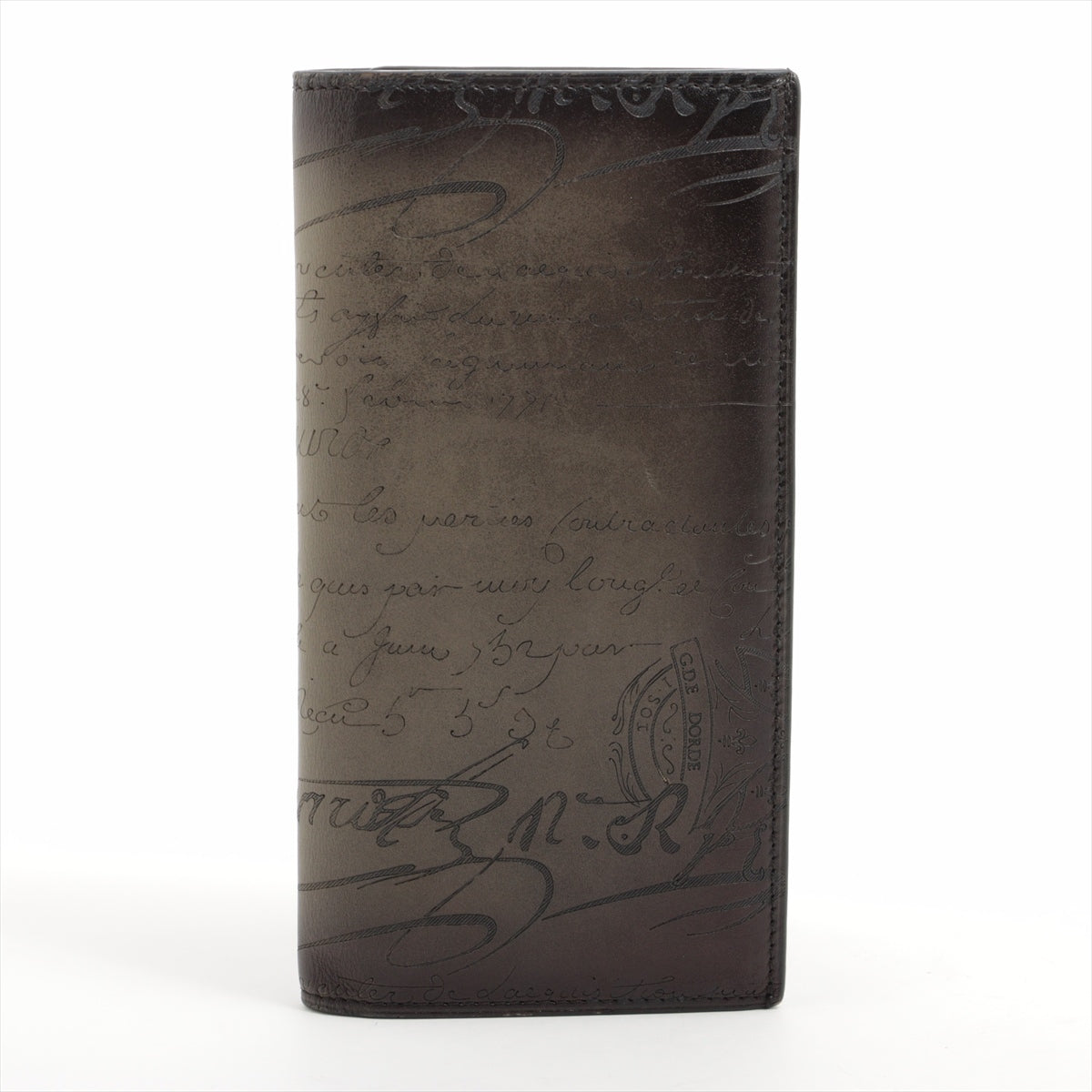 Berluti Calligraphy Leather Long wallets Black x Gray Wallet