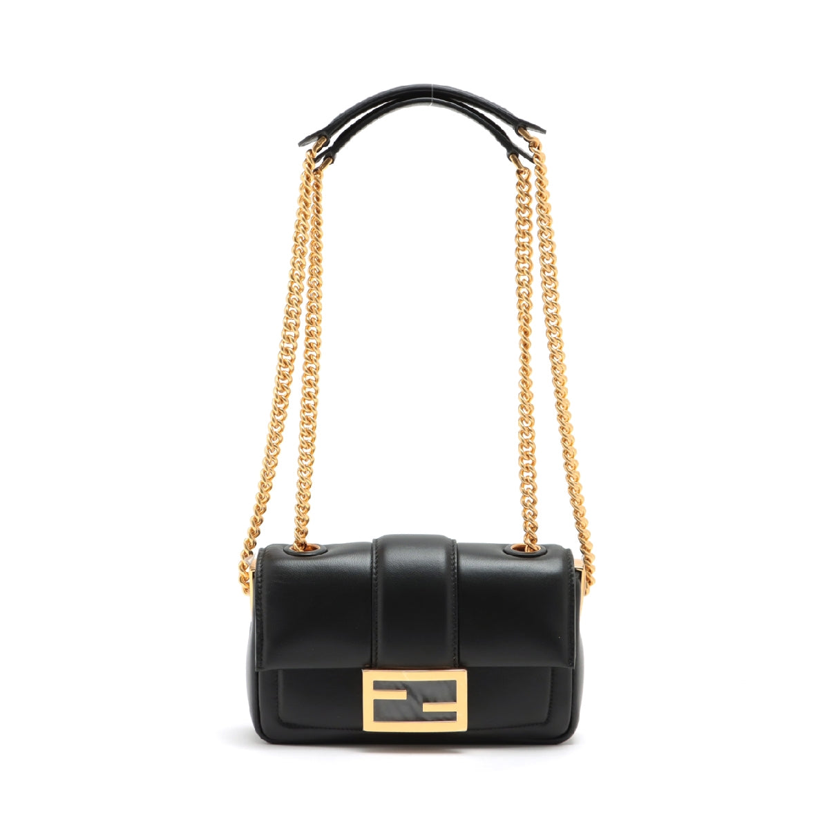 Fendi Mini Bucket Leather Chain shoulder bag Black 8BS045